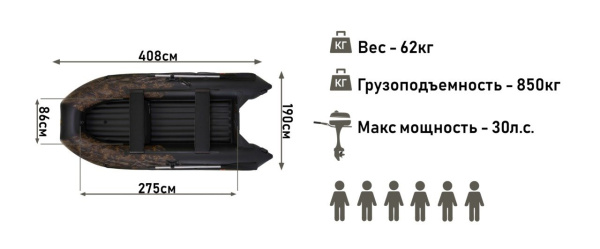 Лодка ПВХ Юкона 410 НДНД